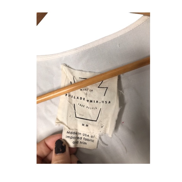 Free People | White keyhole self tie chest blouse flare sleeves • - Picture 7 of 8